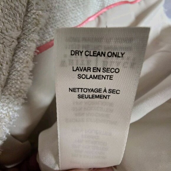 WHITE HOUSE BLACK MARKET Sz 12 Tweed Cap Sleeve Jacket Peplum Ivory - Picture 7 of 9